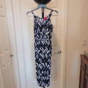 Jennifer Lopez Black and White Patterned Women's Dress